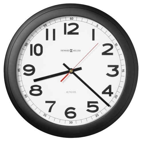 Howard Miller® Nocross Wall Clock, White Dial with Black Arabic Numerals, Matte Black Case